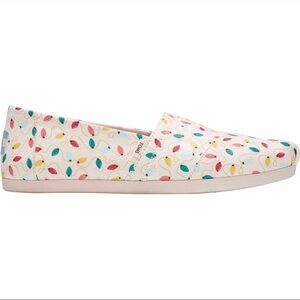 TOMS Christmas Lights Printed Canvas Multicolor  Slip-On Shoes size 6.5